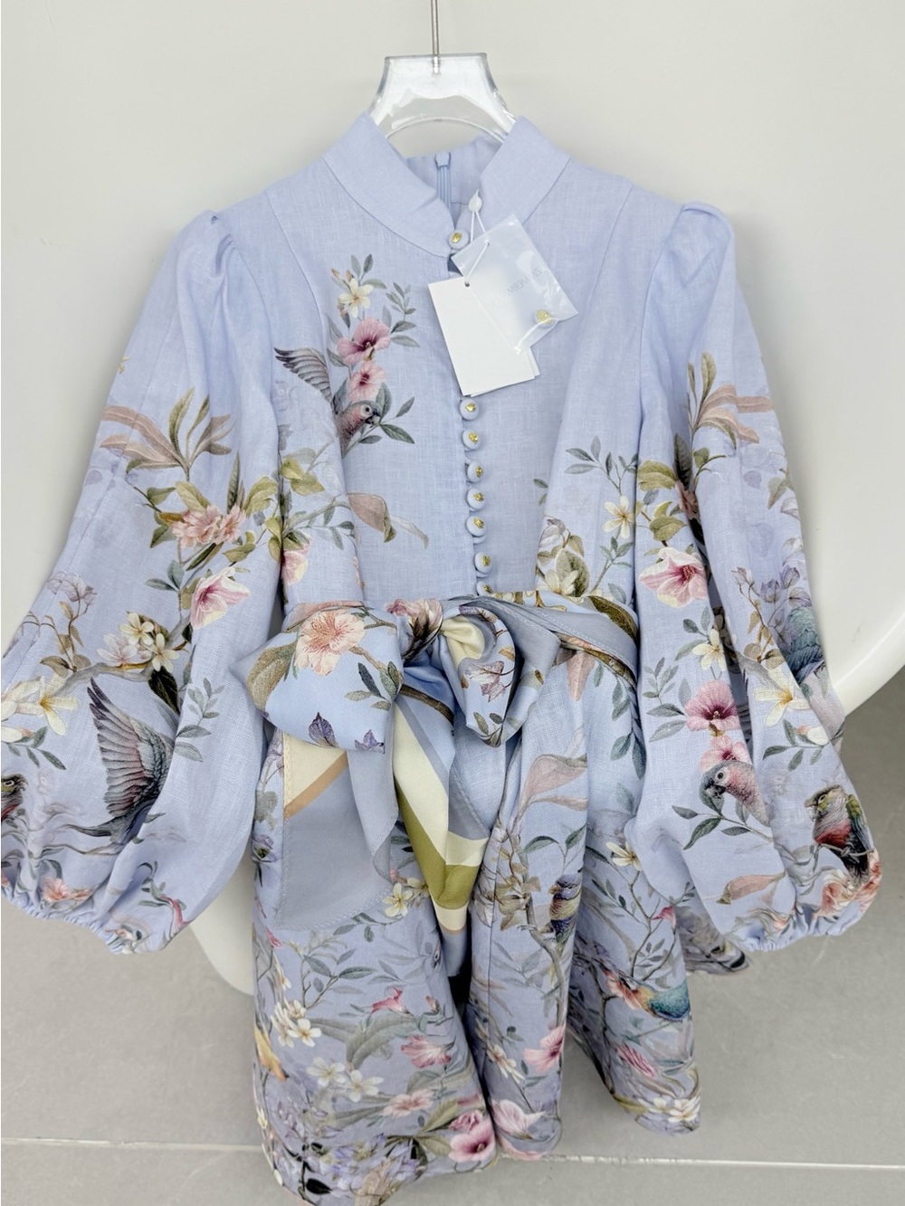 NWOT Zimmermann Floral Linen Mini Dress in Light Lavender, Size AU 0/1/2/3 - Picture 5 of 13